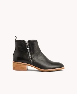 Ebony Leather Ankle Boot